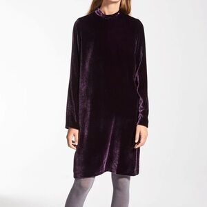 JACQUELINE FERRAR Vtg 90s Velvet A-line Purple Stretch Dress Size 12 Whimsigoth